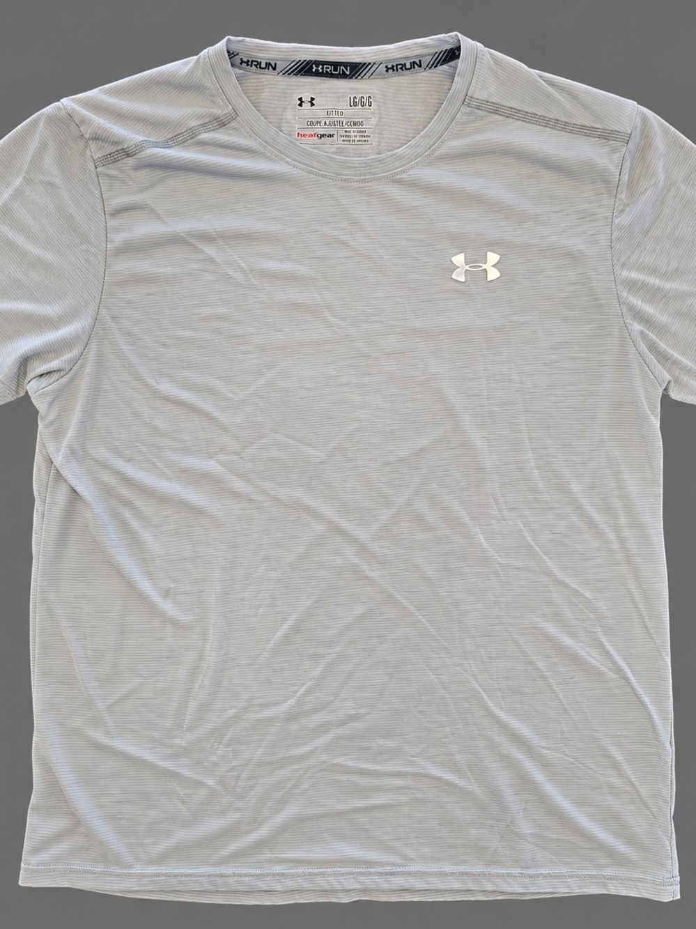 Under Armour HeatGear Run Fitted Shirt Men’s Large Gray Short Sleeve Athletic